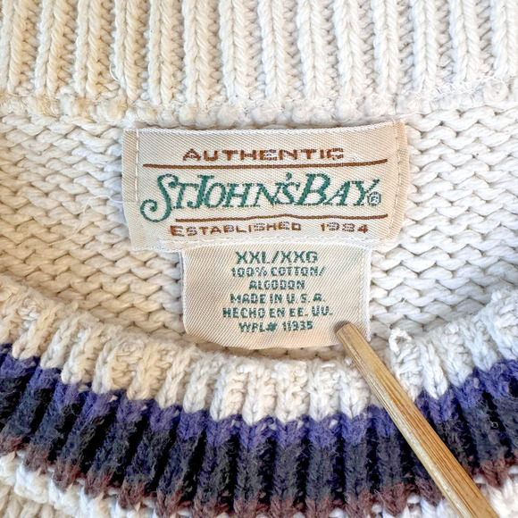 Vtg St John’s Bay Sweater Embroidered Ducks Dog Chunky Grandpa Cabin Core Casual - Picture 4 of 10